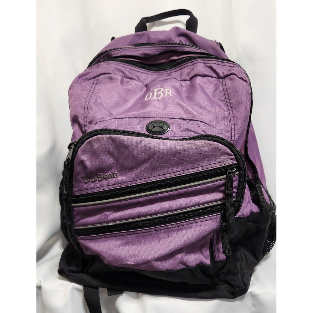 LL‎ Bean Super Deluxe Backpack Purple Embroidered EUC